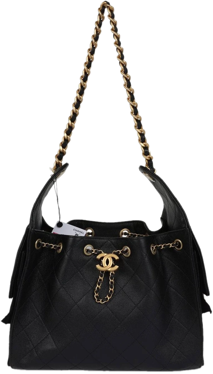 Chanel Small 25 Hobo Bag Black Caviar Antique Gold Hardware